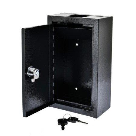 Adiroffice Large Steel Heavy-Duty Key Drop Box, PK2 ADI631-12-BLK-2pk